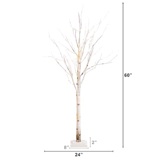 5ft. Pre-Lit Birch Artificial Christmas Tree, Warm White LED Lights